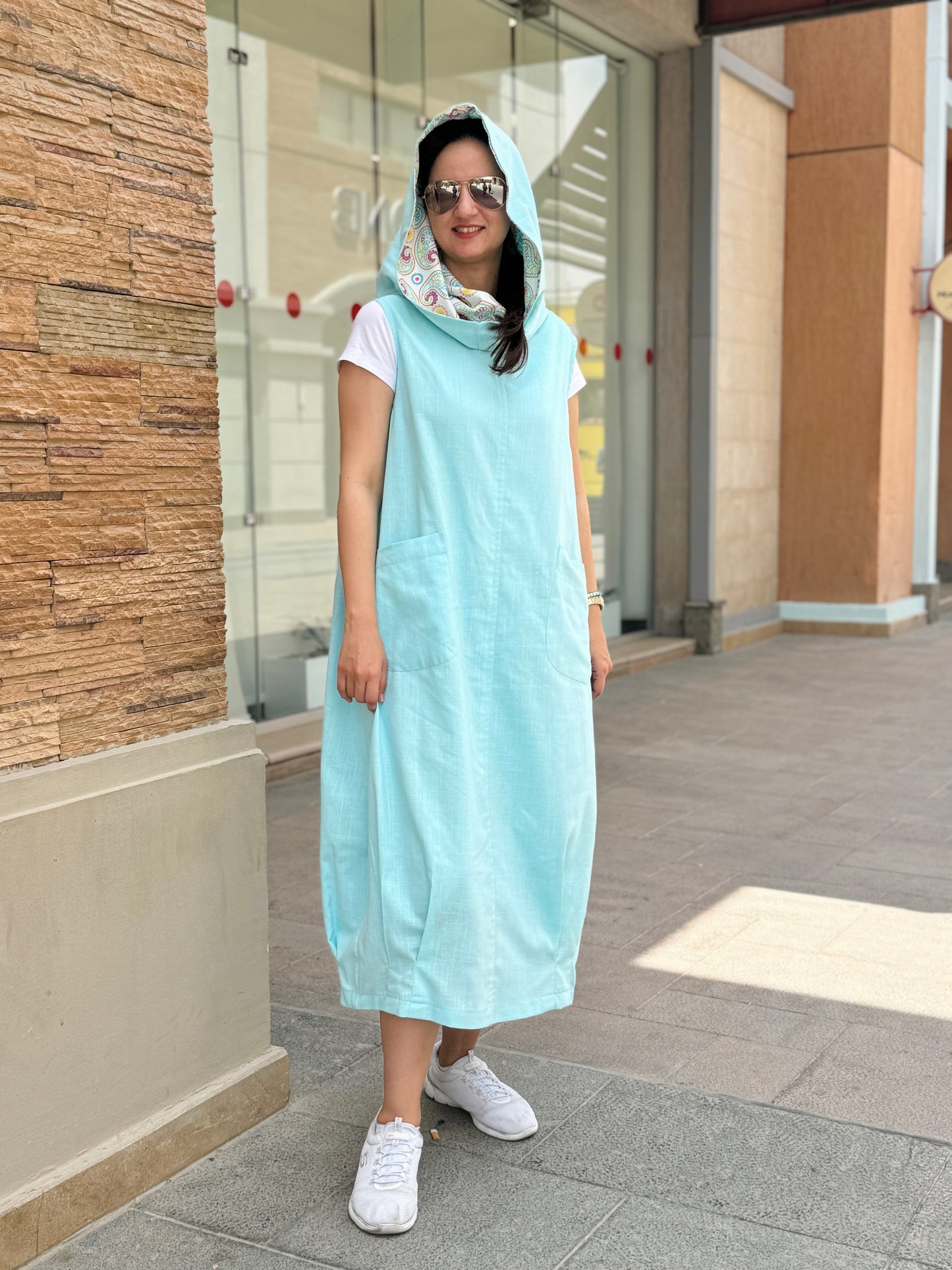 Sleeveless Hooded Dress - SW