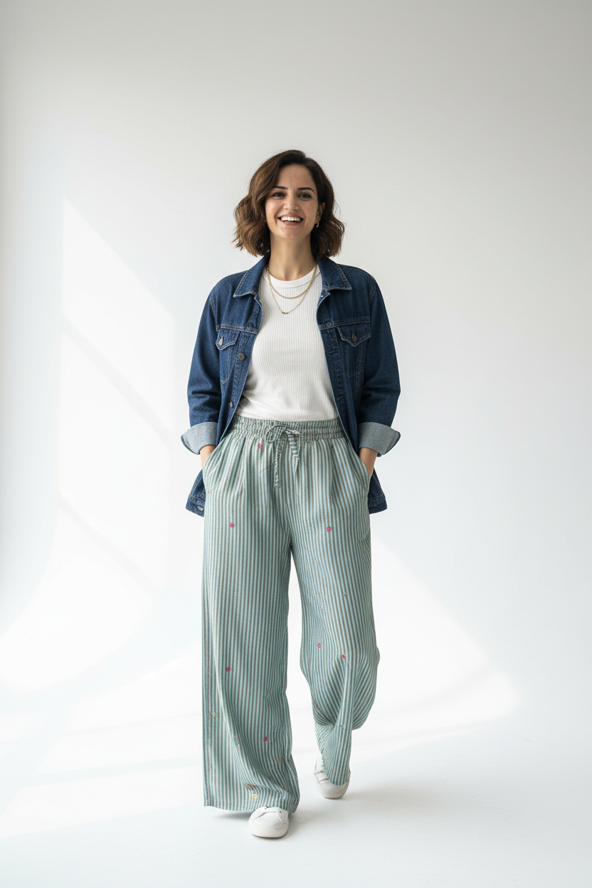 Mint Green & Brown Pants - SW