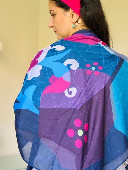 Blue pattern Scarf - SW