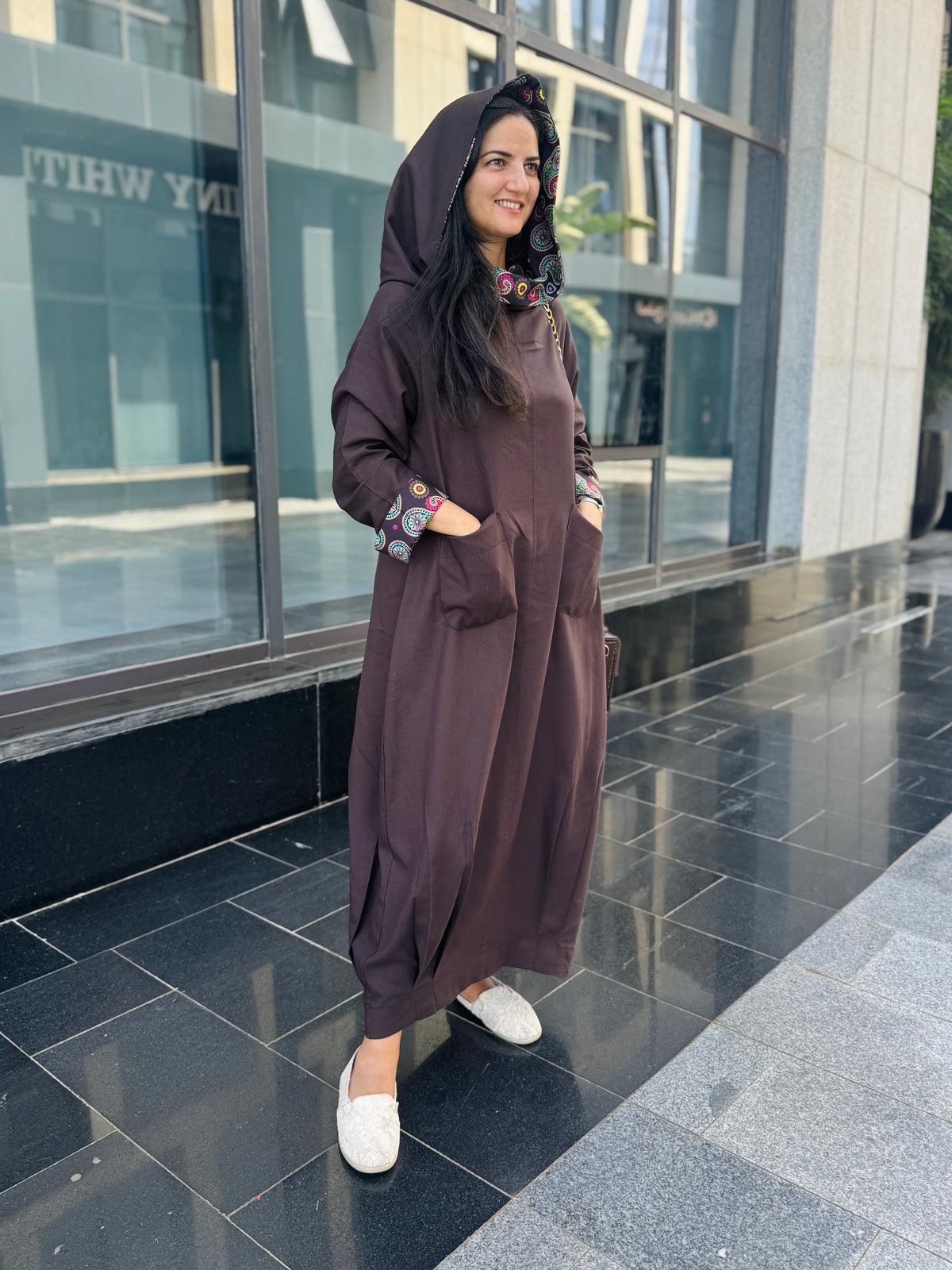 Brown Hooded Dress - SW