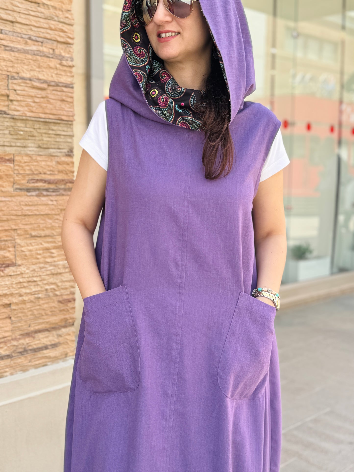 Sleeveless Hooded Dress - SW