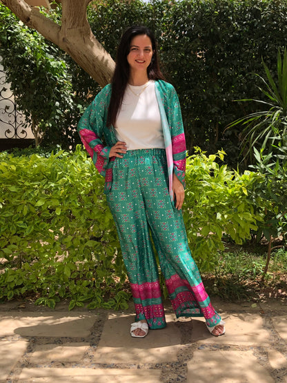 Silk-satin green set - SW