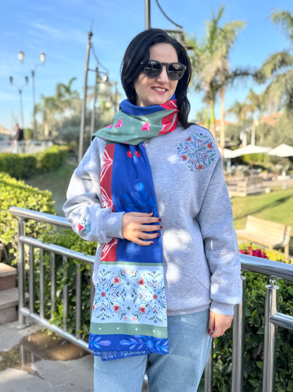 Grey Sweatshirt + Winter star Shawl (BUNDLE)