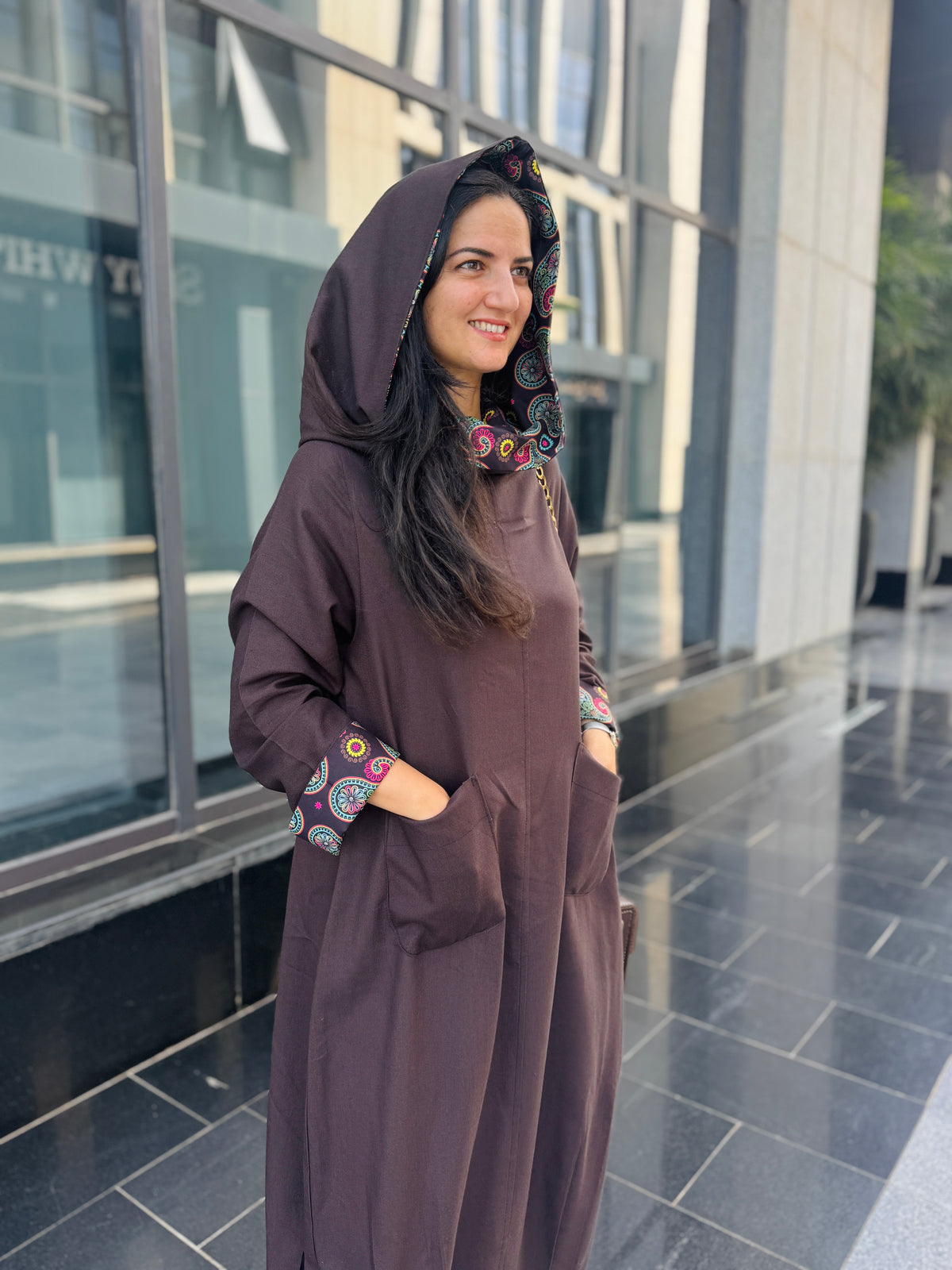 Brown Hooded Dress - SW