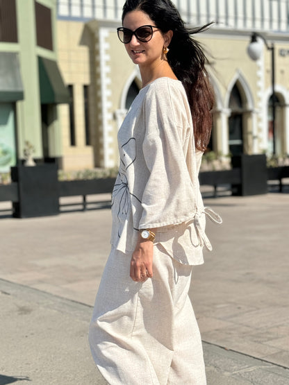 Beige Pure Linen Set