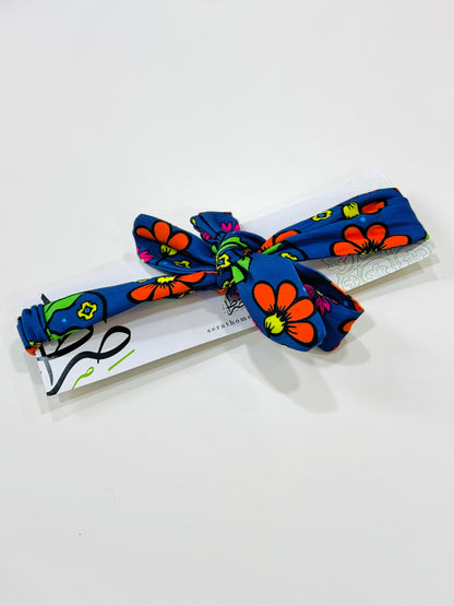 Headband - Orange & blue flowers