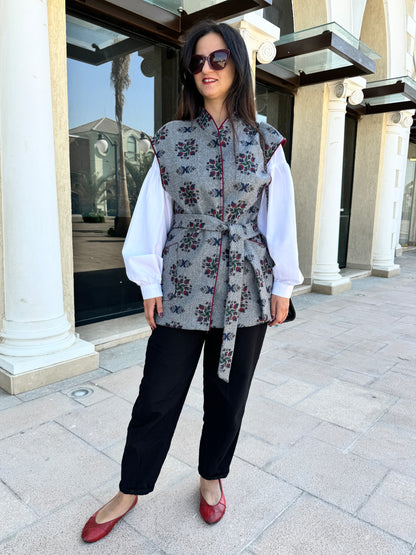 Grey & Burgundy Wool Vest - SW