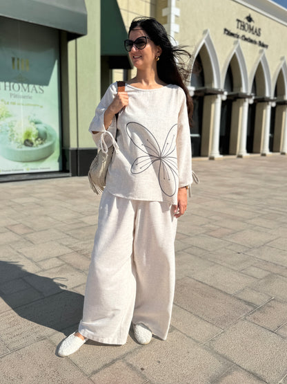 Beige Pure Linen Set