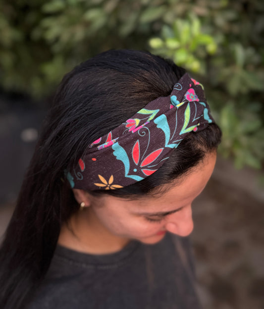 Headband - Black Nubian Flora - B
