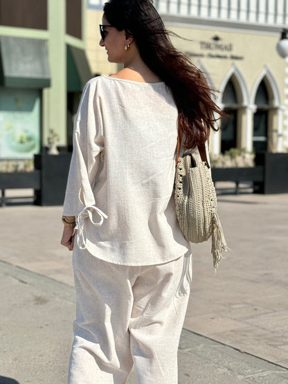 Beige Pure Linen Set