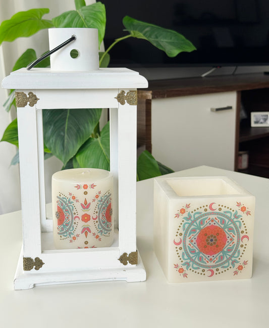 Bundle of Wooden lantern + 2 candles