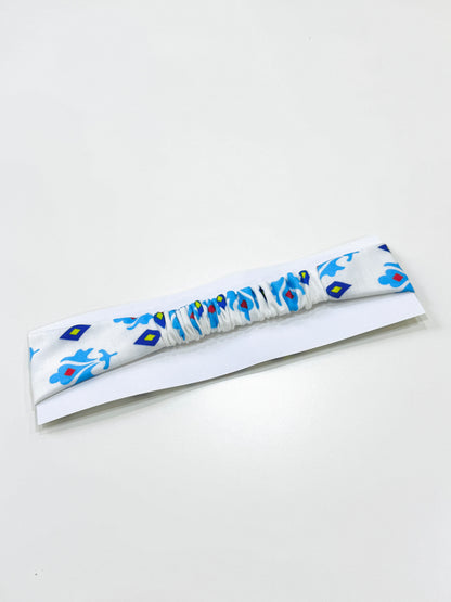 Headband - seamless white & blue  pattern