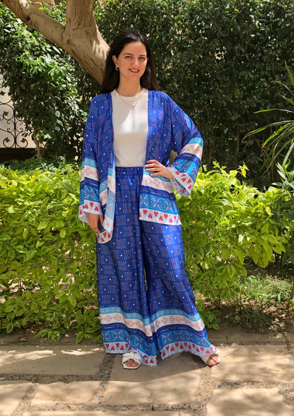 Silk-satin blue set - SW