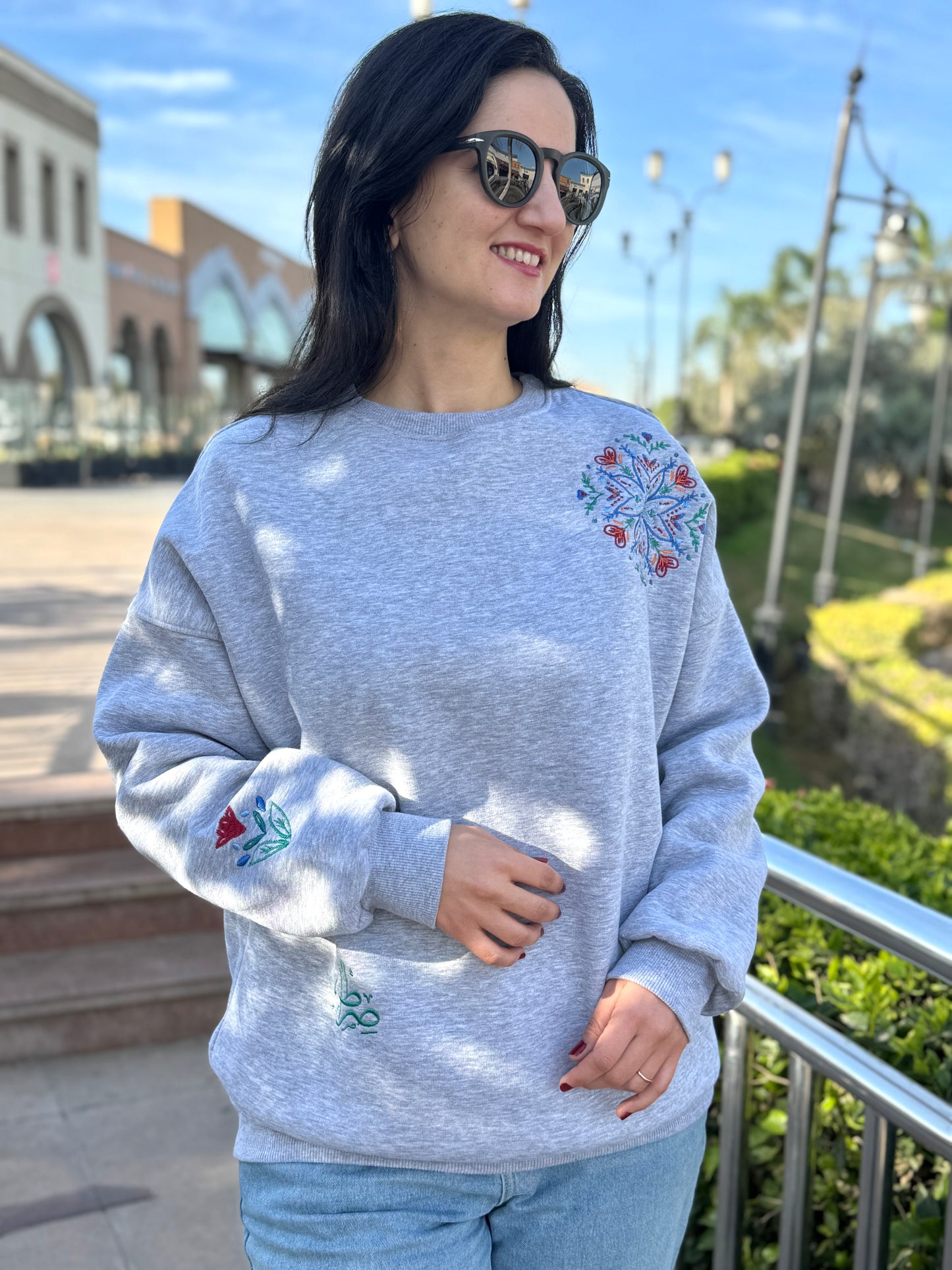 Grey Sweatshirt + Winter star Shawl (BUNDLE)