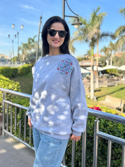 Grey Sweatshirt + Winter star Shawl (BUNDLE)