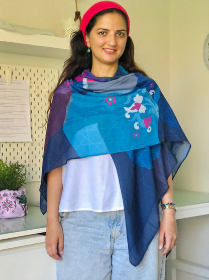 Blue pattern Scarf - SW