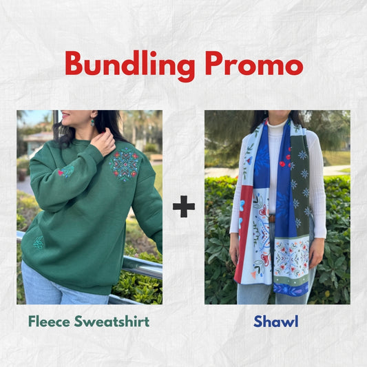Green Sweatshirt + Winter star Shawl (BUNDLE)