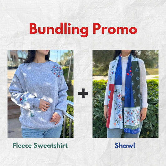Grey Sweatshirt + Winter star Shawl (BUNDLE)