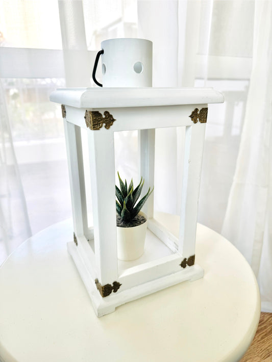 White Wooden Lantern-B