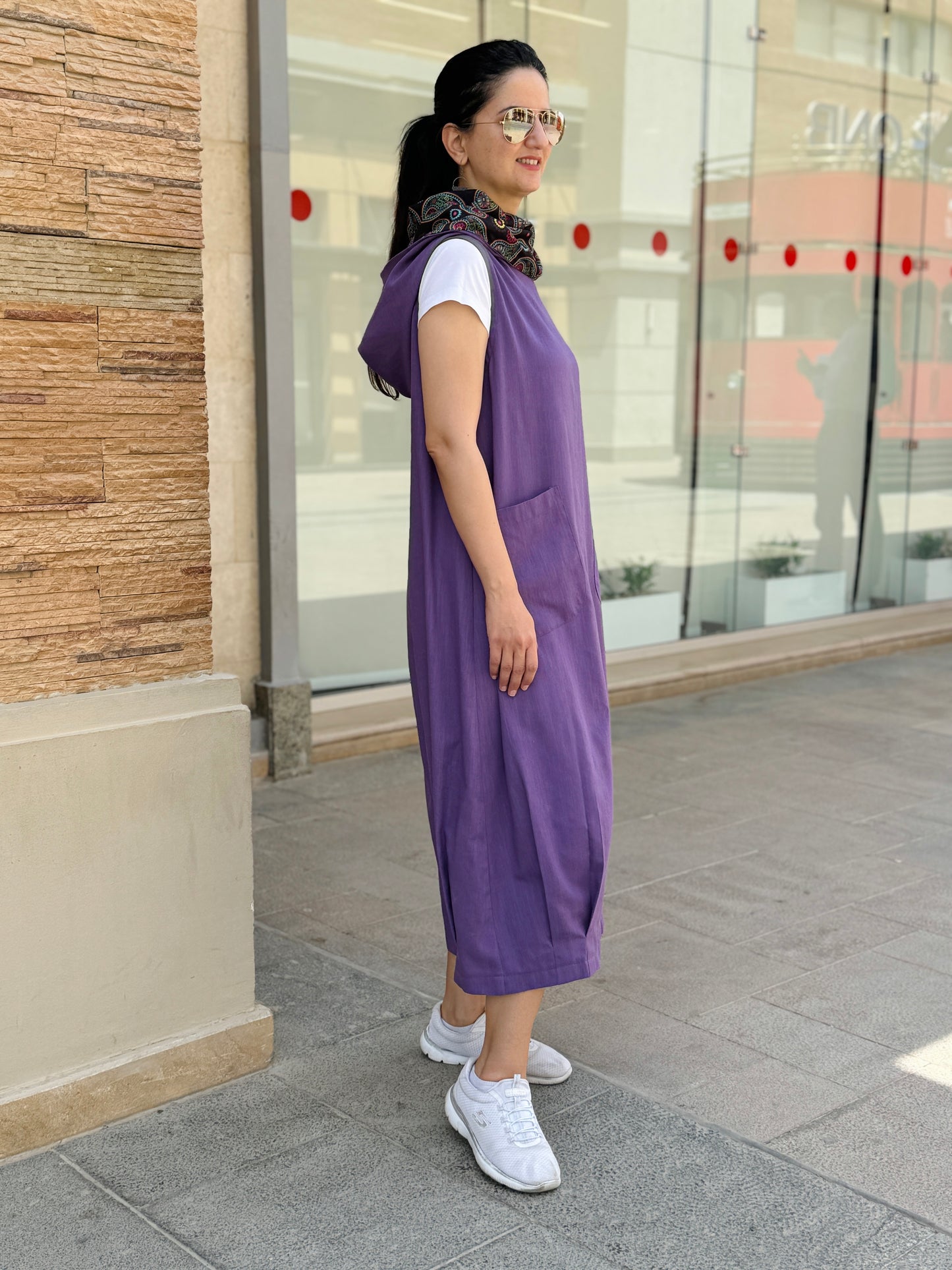 Sleeveless Hooded Dress - SW