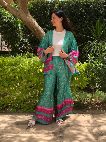 Silk-satin green set - SW