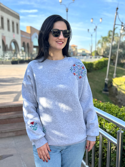 Grey Sweatshirt + Winter star Shawl (BUNDLE)