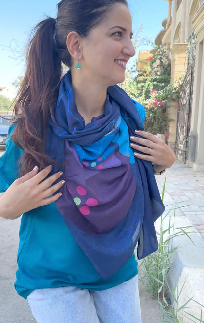 Blue pattern Scarf - SW