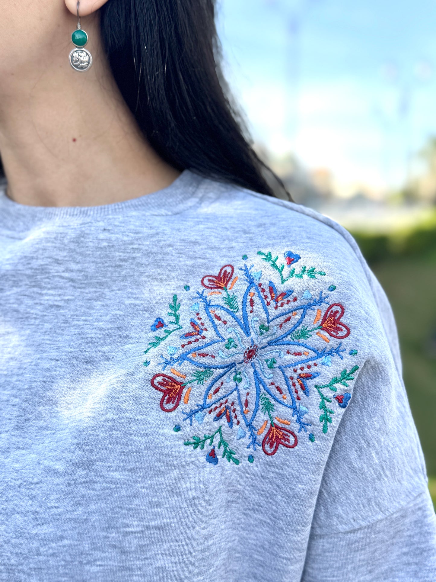 Grey Sweatshirt + Winter star Shawl (BUNDLE)