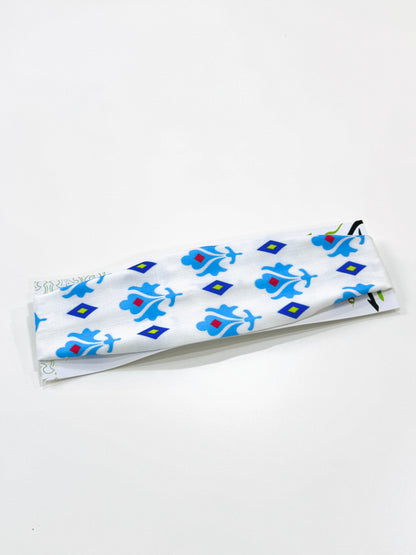 Headband - seamless white & blue  pattern