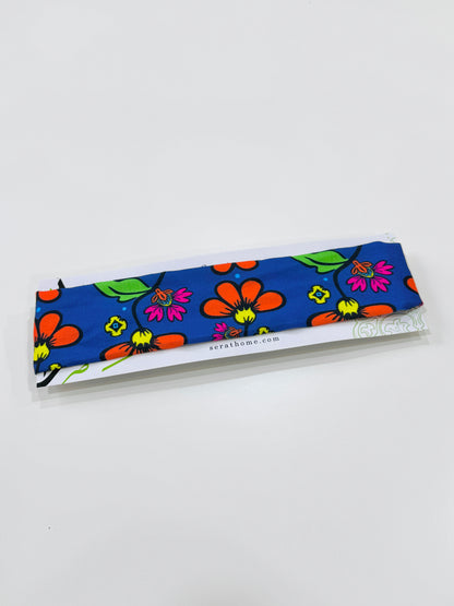 Headband - Orange & blue flowers