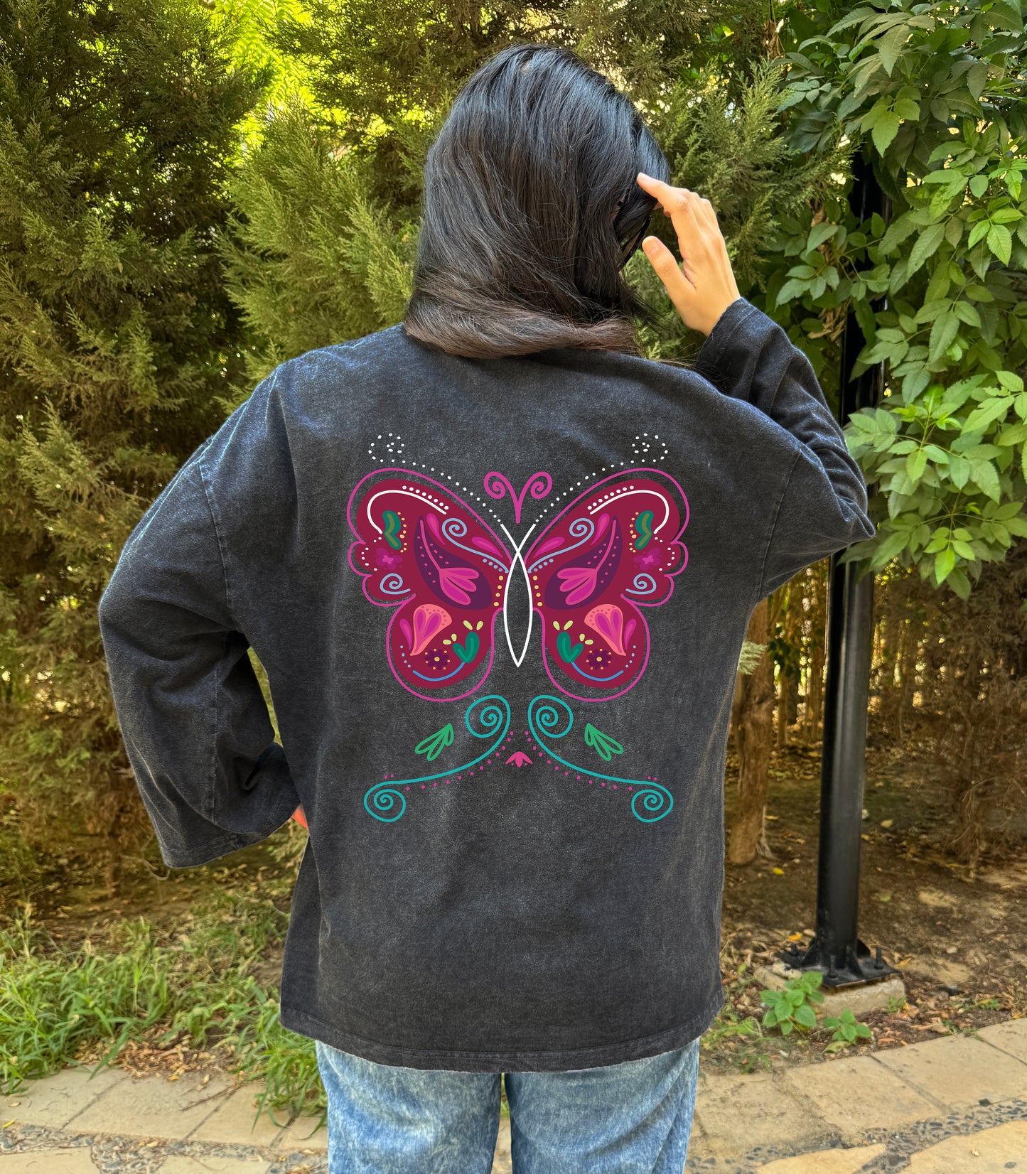 Long Sleeve Washed Butterfly - SW