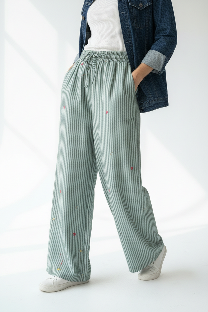 Mint Green & Brown Pants - SW
