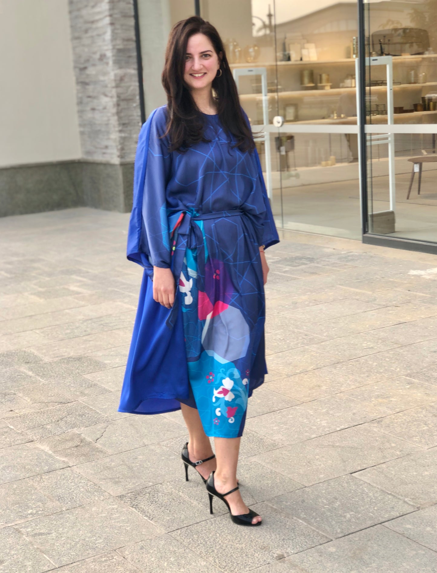 Blue Silk-Satin Dress - SW